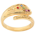 Personalized 14K Gold Family Birthstone Ring with Bypass Design
