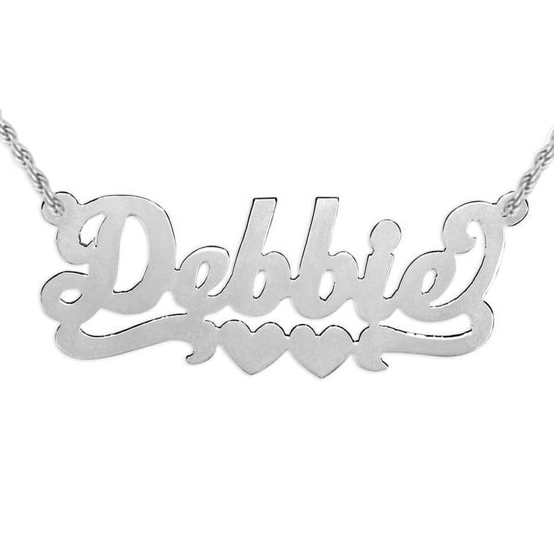 Personalized Name Necklace with Double Hearts - Sterling Silver or Gold Plated, Customizable Jewelry for Special Occasions