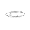 Personalized Name Bangle Bracelet for Women - Script Font, Adjustable, Custom Charms