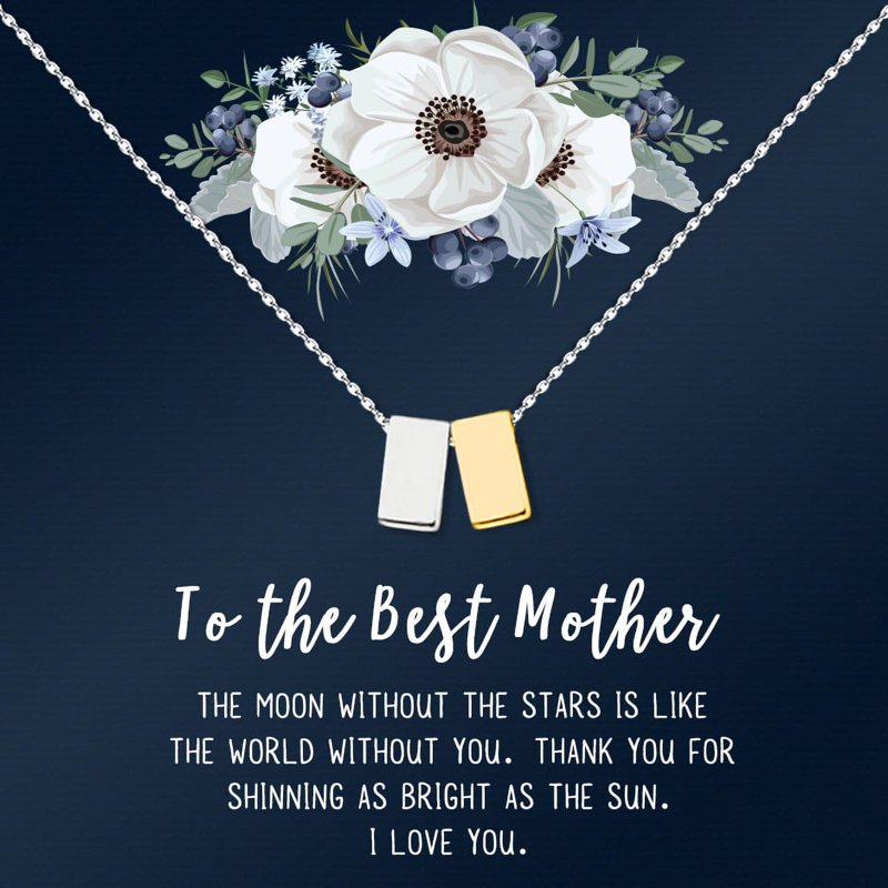 Personalized Mother's Day Necklace with Custom Card - Silver-Gold, No Personalization