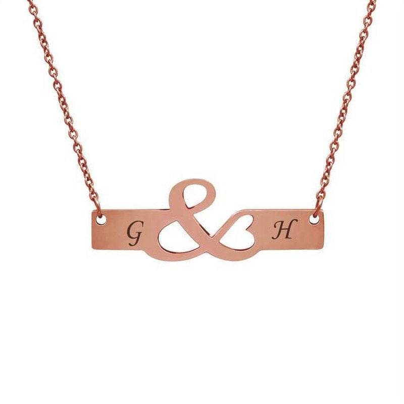Personalized Couples Name Necklace - Engravable Bar Jewelry for Women & Gift Box