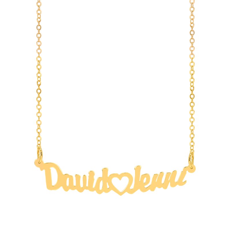Personalized Couple Name Necklace Sterling Silver Heart Pendant