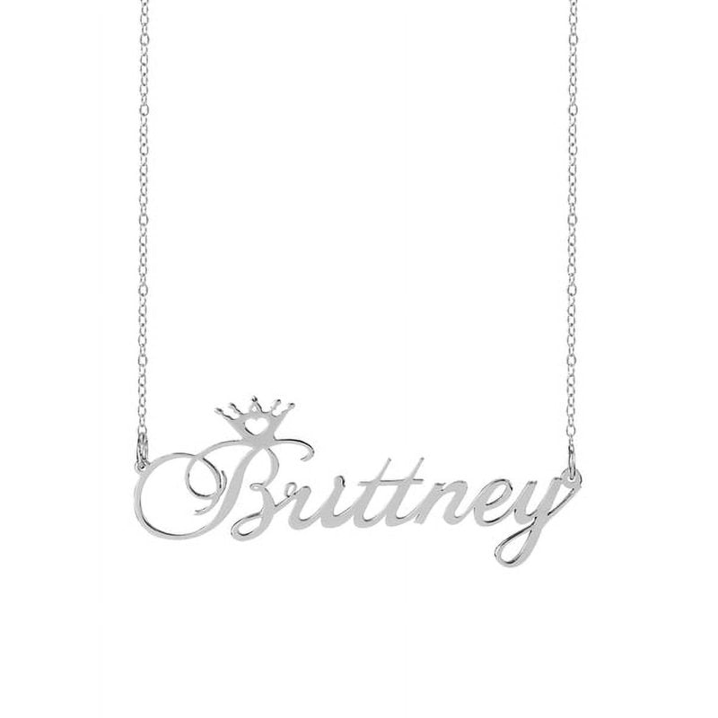 Personalized Crown Name Necklace - Sterling Silver or 14k Gold Plated, 18 Inch Chain