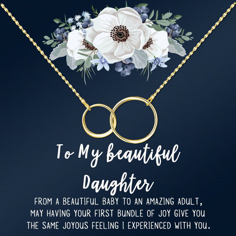 Personalized Mother's Day Jewelry Gift Set with Custom Card - Gold, Silver, Rose Gold Infinity & Cube Rings