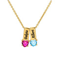 Personalized Family Charm Pendant with Heart-Shaped Birthstones - Sterling Silver