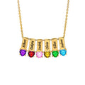 Personalized Family Charm Pendant with Up to 6 Heart-Shaped Birthstones - Sterling Silver