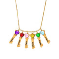 Personalized Family Key-Shaped Charm Pendant with Birthstones - Gift for Mom & Grandma