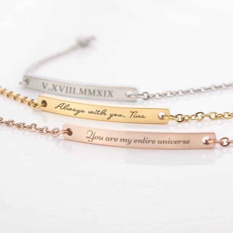 Personalized Bar Bracelet - Custom Engraved Name & Friendship Jewelry