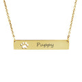 Personalized Gold Paw Print Bar Necklace with Engraving - Pet Lover Gift