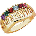 Personalized Grandma Birthstone Ring - Gold or Silver Tone Custom Family Jewelry