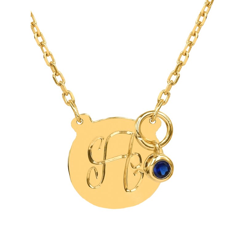 Personalized Sterling Silver Initial Necklace with Birthstone - Custom Engraved Pendant for Women