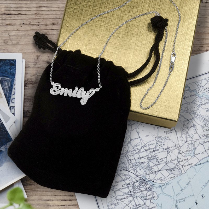 Personalized Double Name Pendant Necklace in Sterling Silver or Gold Plated Silver