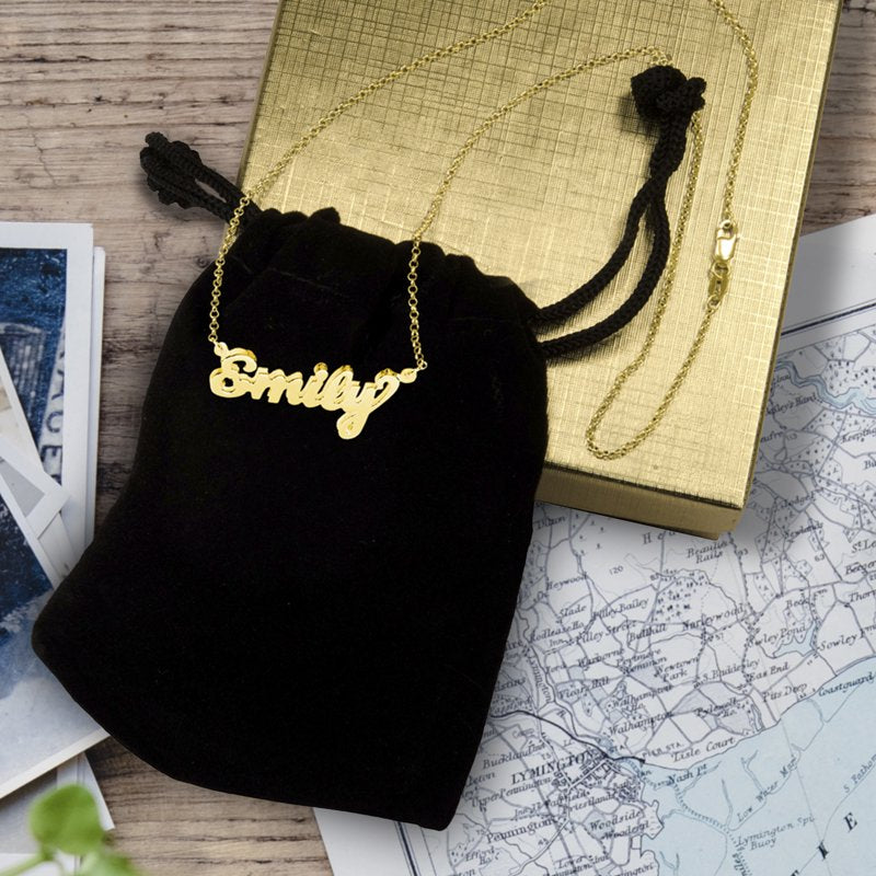 Personalized Double 3D Name Necklace in Sterling Silver or Gold Plated Silver