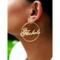 Personalized Hoop Crown Name Earrings - Gold or Silver Plated, Customizable
