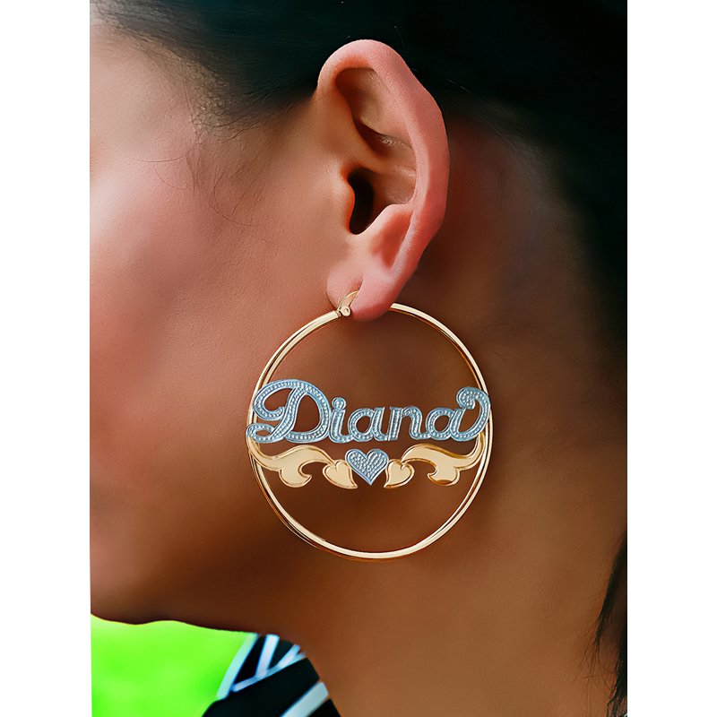 Personalized Hoop Name Earrings with Beading and Rhodium – Customizable Gift for Women