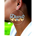 Personalized Hoop Name Earrings with Beading and Rhodium Finish - Customizable for Women