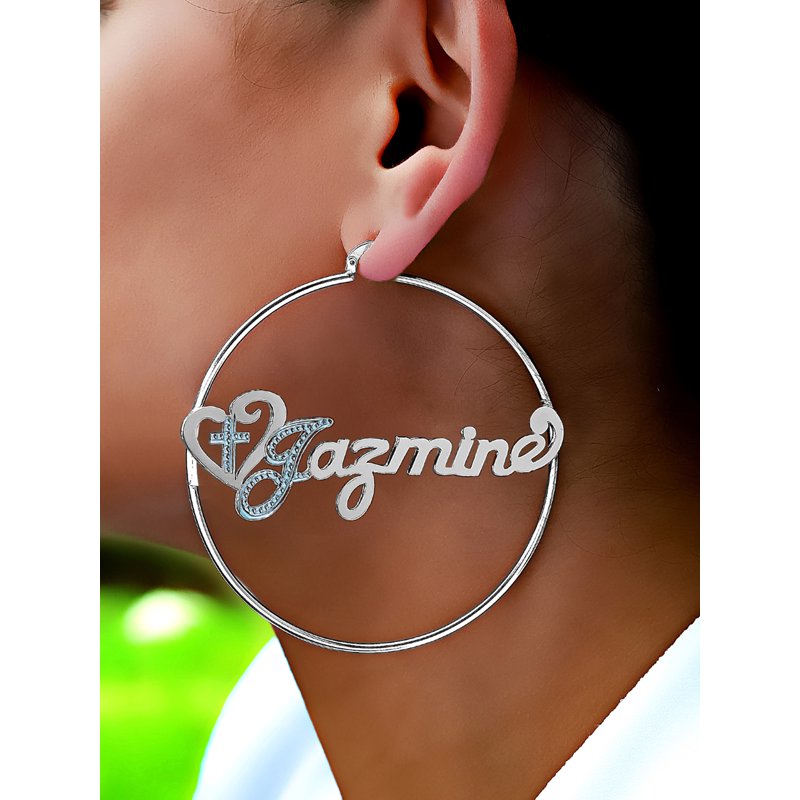 Personalized Hoop Name Earrings for Women - Spiritual Jewelry with Cross & Heart USPs
