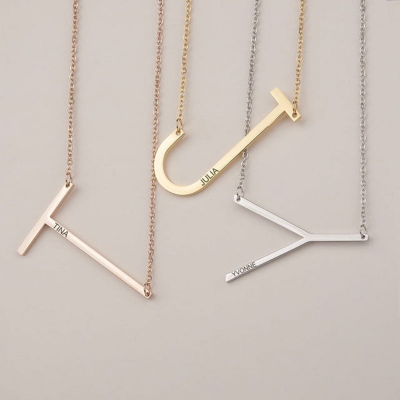 Personalized Letter Necklace with Custom Engraving for Women - Oversized Initial Pendant