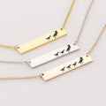 Personalized Dinosaur Family Necklace - Engravable Mama & Baby Bar Necklace - Silver, Rose Gold, Gold