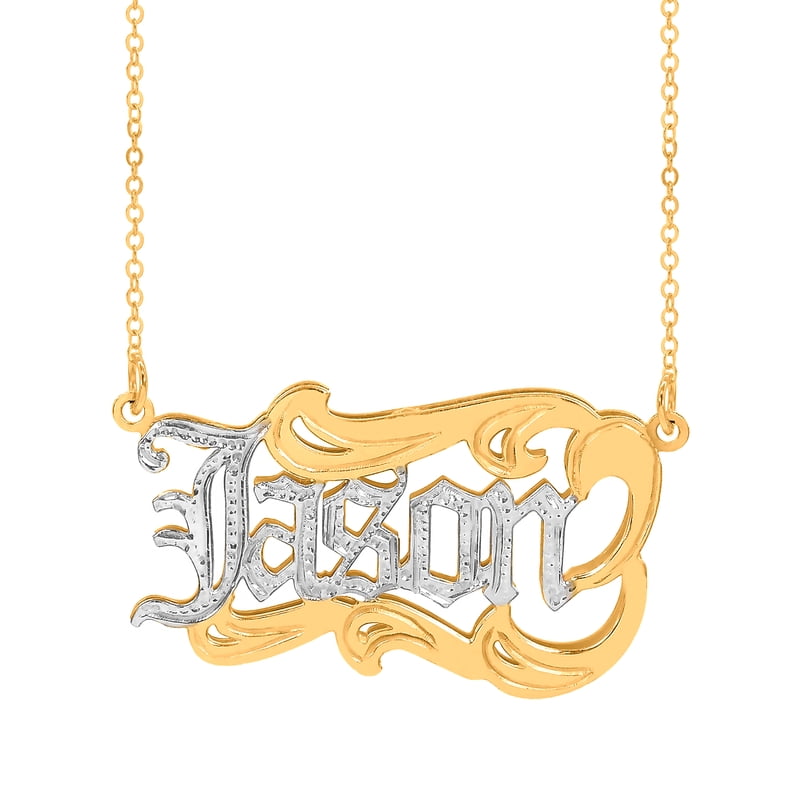 Personalized Men's Name Necklace with Old English Lettering - Customizable 12 Charms