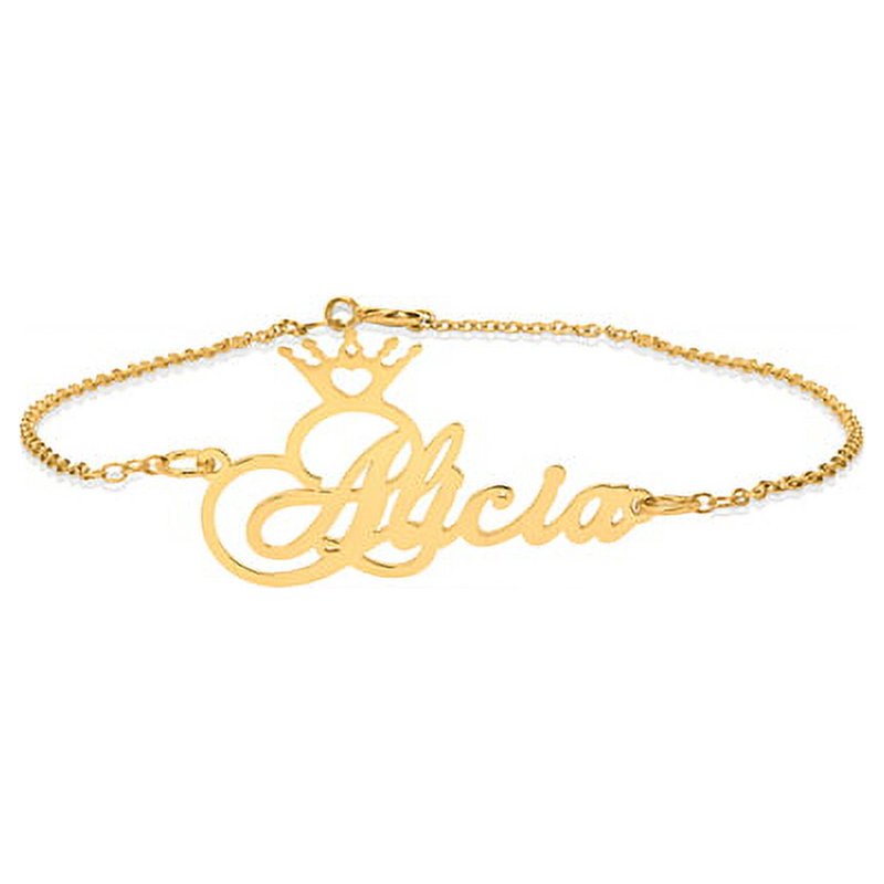 Personalized Name Crown Ankle Bracelet - Sterling Silver or Gold Plated Jewelry