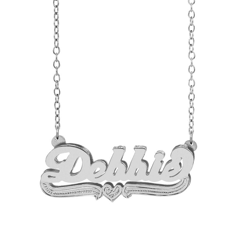 Personalized Name Necklace with Beading and Rhodium Finish - Customizable