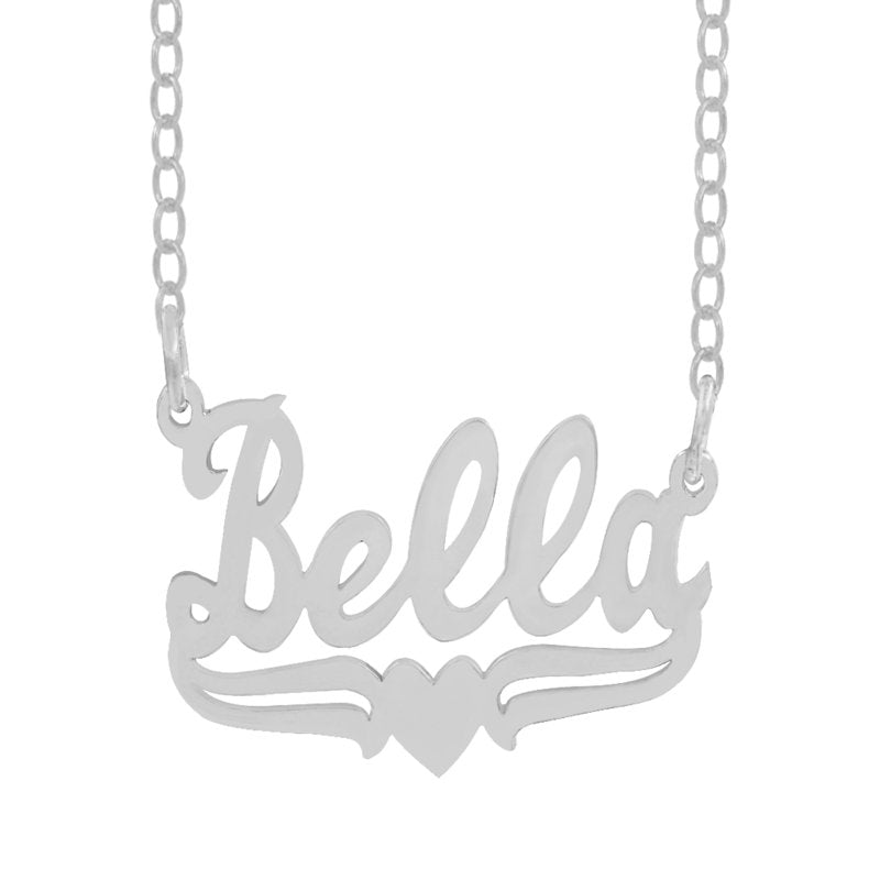 Personalized Name Necklace with Heart & Tail - Customizable Jewelry for Women