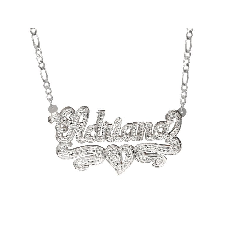 Personalized Name Necklace with Beading and Rhodium Finish – Silver or Gold Plated