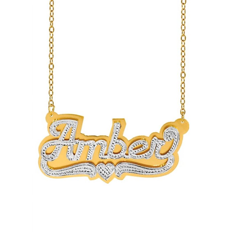 Personalized Name Necklace with Beading and Rhodium Finish - Customizable Jewelry
