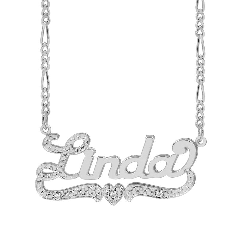 Personalized Name Necklace with Initial Beaded Tail in Sterling Silver