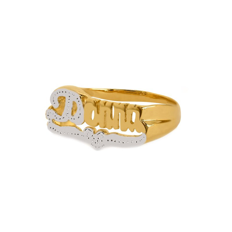 Personalized Name Ring with Beading & Heart Accent - Custom Initial Jewelry