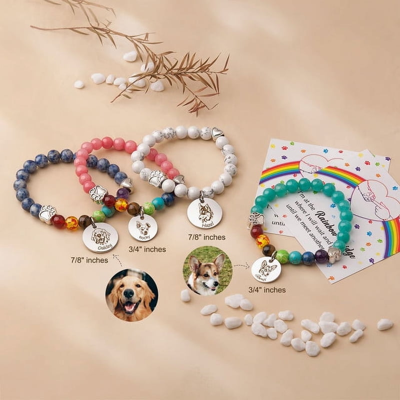 Personalized Pet Memorial Bracelet - Dog Remembrance Jewelry - Custom Engraved Gift