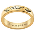 Personalized Angel Wing Memorial Ring - 14K Gold Plated Engraved Women's Jewelry