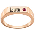 Personalized Rose Gold Engraved Name and Birthstone Ring for Women