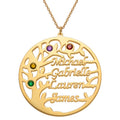Personalized Family Tree Necklace with Birthstones - Gold Plated Women's Jewelry