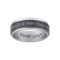 Personalized Men's Spinner Ring Black and White Stainless Steel - Custom Engraved