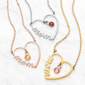 Personalized Mom Heart Necklace with Birthstone - Mother's Day Gift