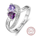 Personalized Sterling Silver Heart CZ Ring with Names and Message - Mother's Day Gift