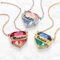 Personalized Name Heart Necklace with Iridescent Pendant Custom Jewelry Gift