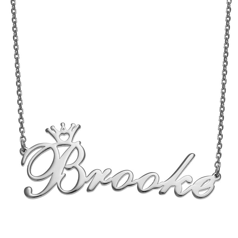 Personalized Girls Sterling Silver or Gold Over Silver Name Necklace - Princess Script