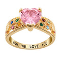 Personalized Birthstone Family Heart Ring in Gold or Rose Gold Plated - Custom Mom & Grandma Jewelry
