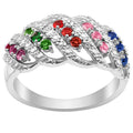 Personalized Family Birthstone Ring with Diamond Accents – Customizable Women's Jewelry