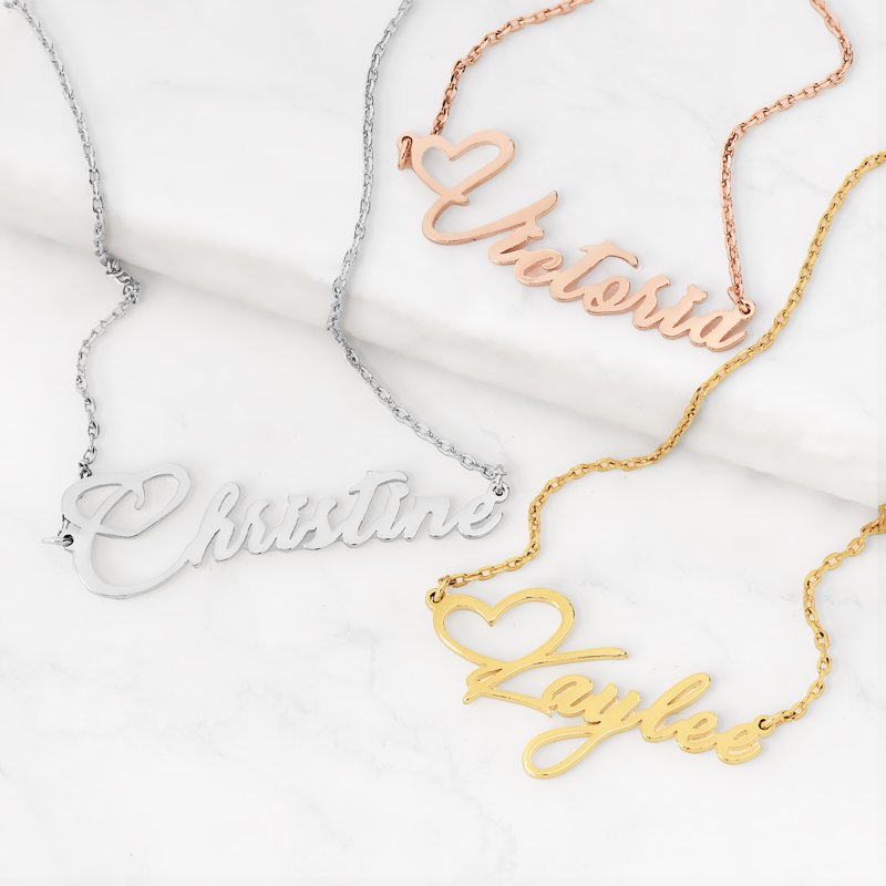 Personalized Script Name Necklace Sterling Silver 18" Chain Custom Jewelry
