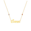 Personalized Sterling Silver Name Necklace with Birthstones - Custom Script Pendant
