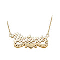 Personalized 3D Script Name Necklace with Diamond-Cut Heart Tail - 18 Inch Gold Plated