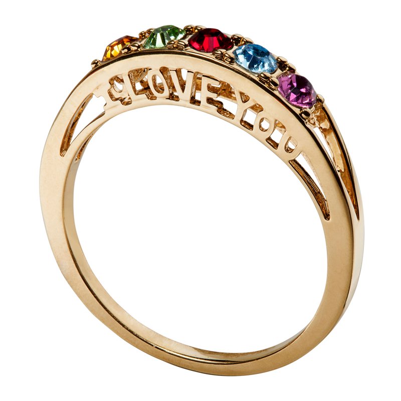 Personalized Women's Birthstone Family Ring with Free Gifts - Gold Plated