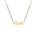 Personalized Women's Script Name Necklace with CZ Chain - Customizable Metal Colors