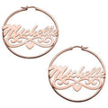 Personalized Rose Gold Nameplate Hoop Earrings for Women