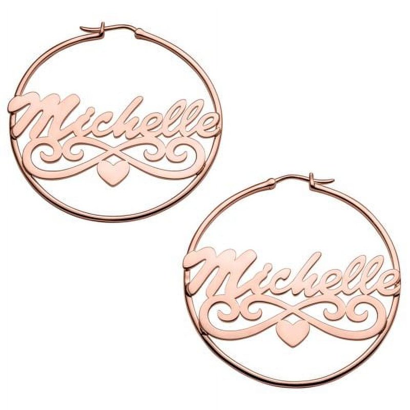 Personalized Rose Gold Nameplate Hoop Earrings for Women