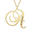 Personalized Gold Over Sterling Silver Initial Name Necklace - Custom Engraved Pendant
